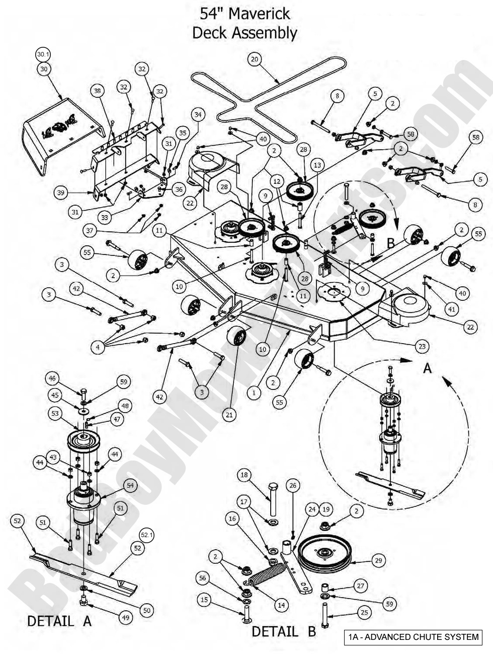 1329 - Bad Boy Mower Parts Lookup > 2016 > Maverick > 54\" Deck Assembly
